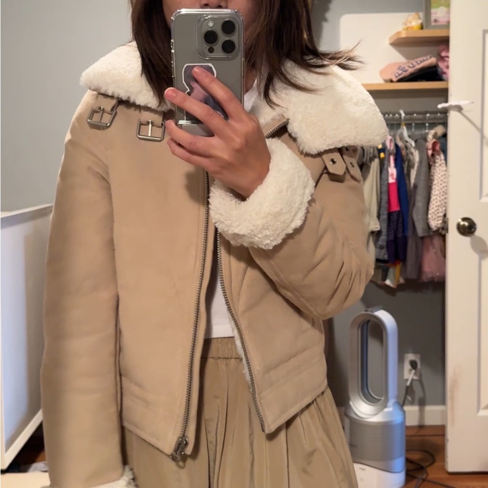 H&M tan faux suede jacket